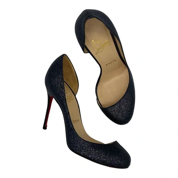 Christian Louboutin Helmour 100 Glitter D’Orsay Stiletto Pumps Size 36.5